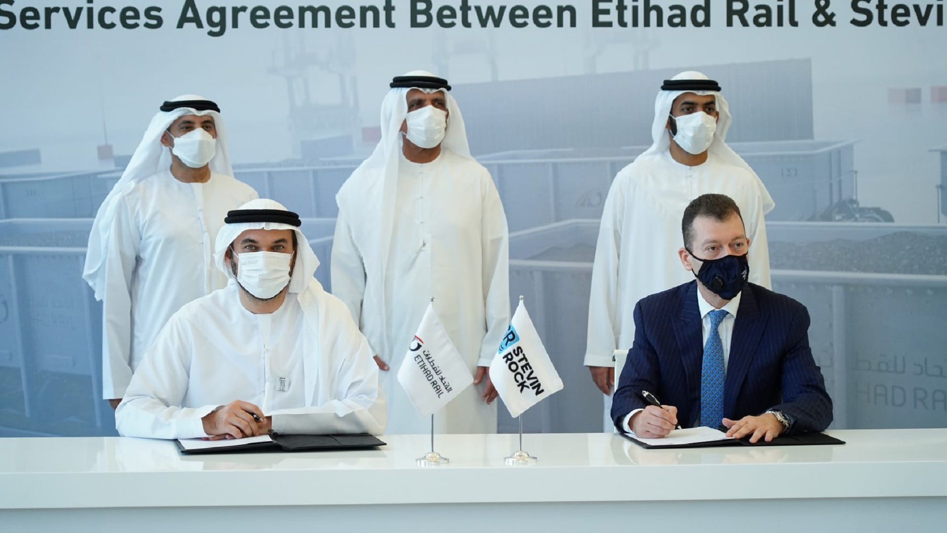 Image for the title: RAK Ruler attends Etihad Rail, Stevin Rock agreement signing 