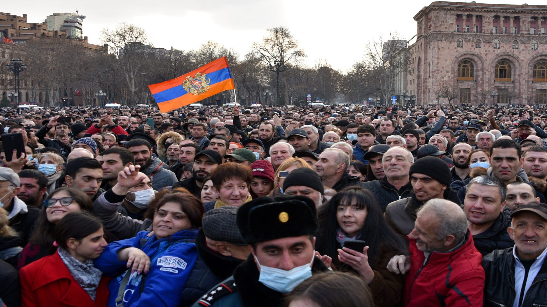 Image for the title: Thousands rally in Armenia after PM warns of coup attempt 