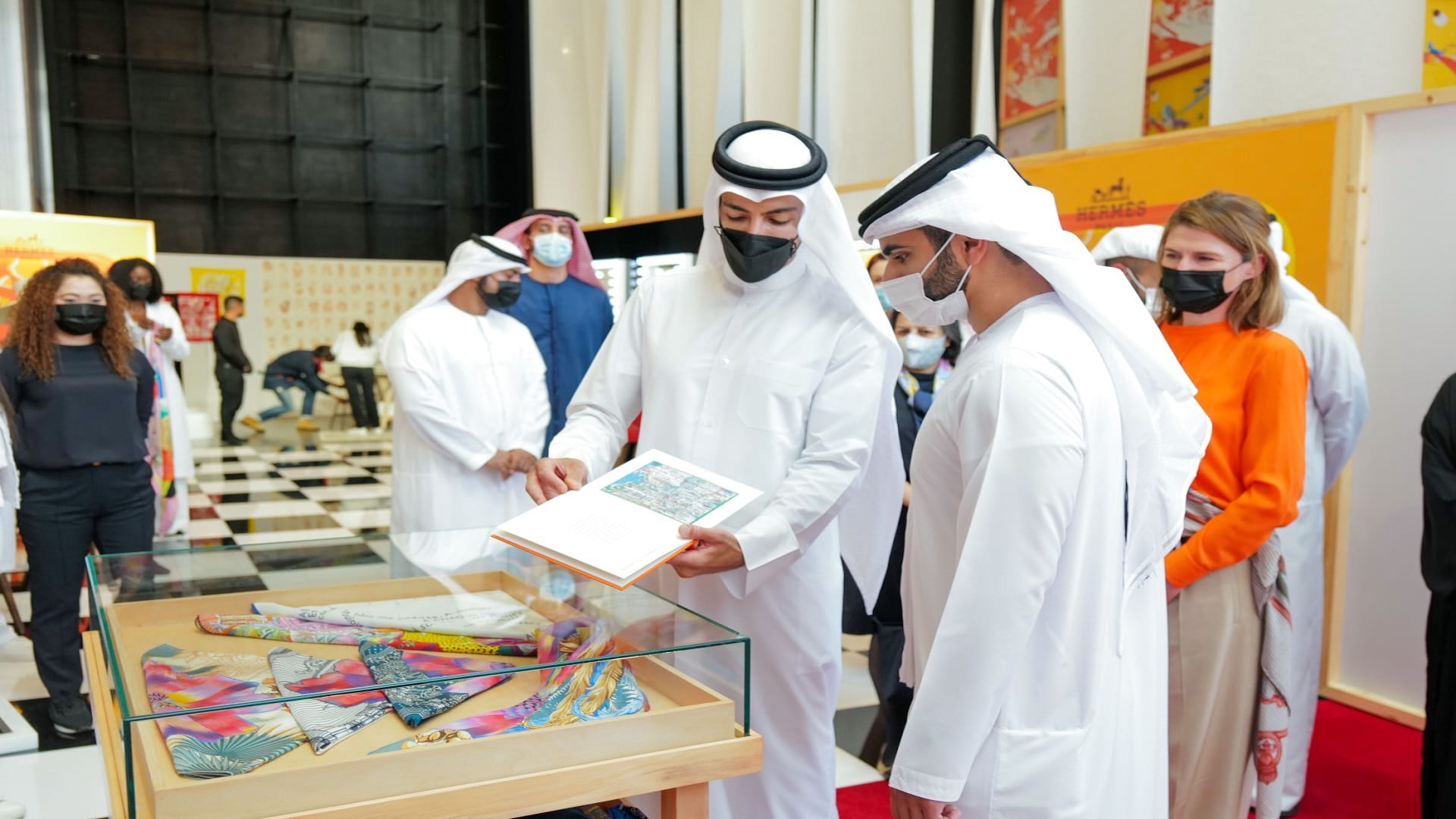 Image for the title: Mansour bin Mohammed opens Hermes Carre Club exhibition in Dubai 
