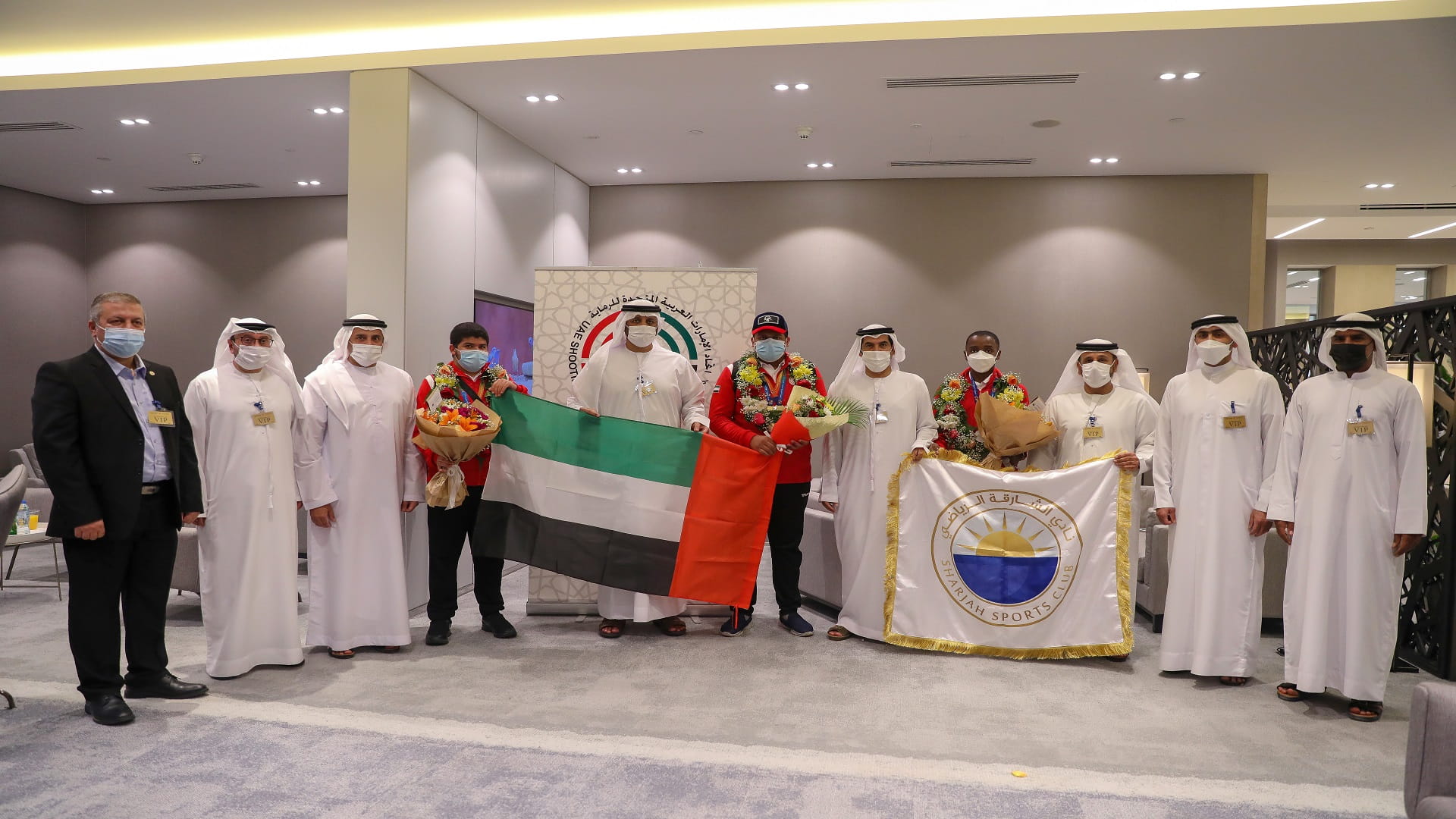 Image for the title: Sharjah Club receives champions of Arab Shooting Championship 