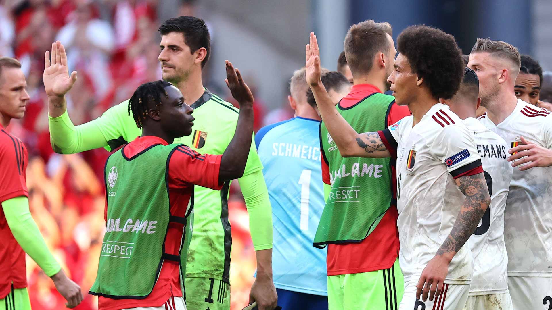 Image for the title: De Bruyne leads Belgium to 2-1 comeback win over Denmark 