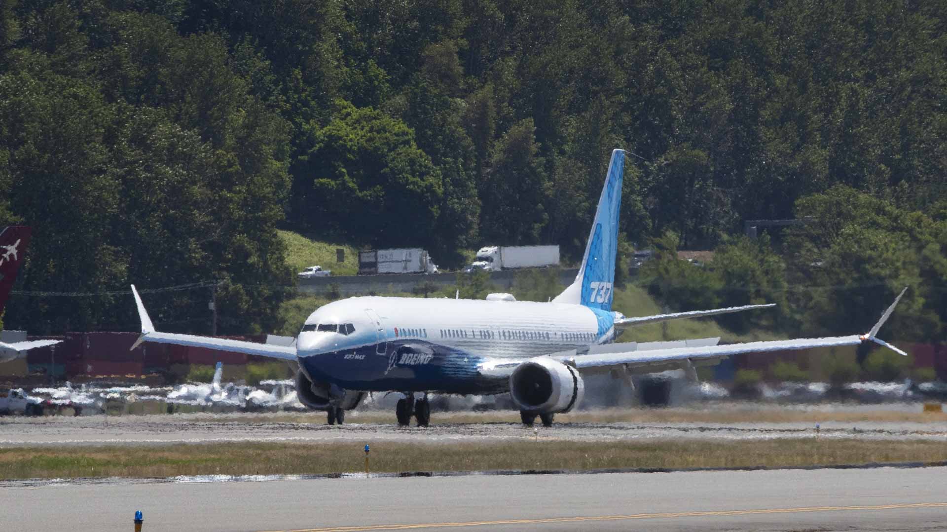 Image for the title: Largest Boeing 737 MAX model takes off on maiden flight 