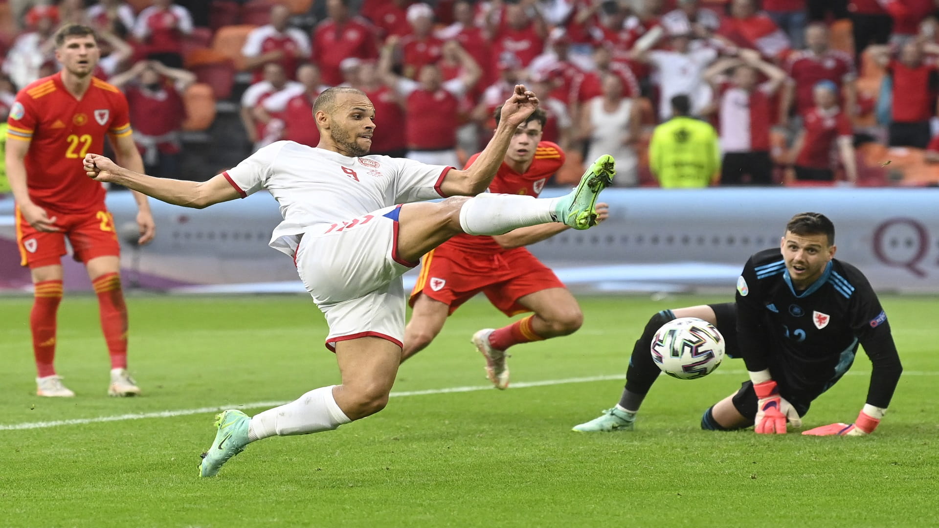 Image for the title: Denmark demolish Wales 4-0 to reach Euro quarters 