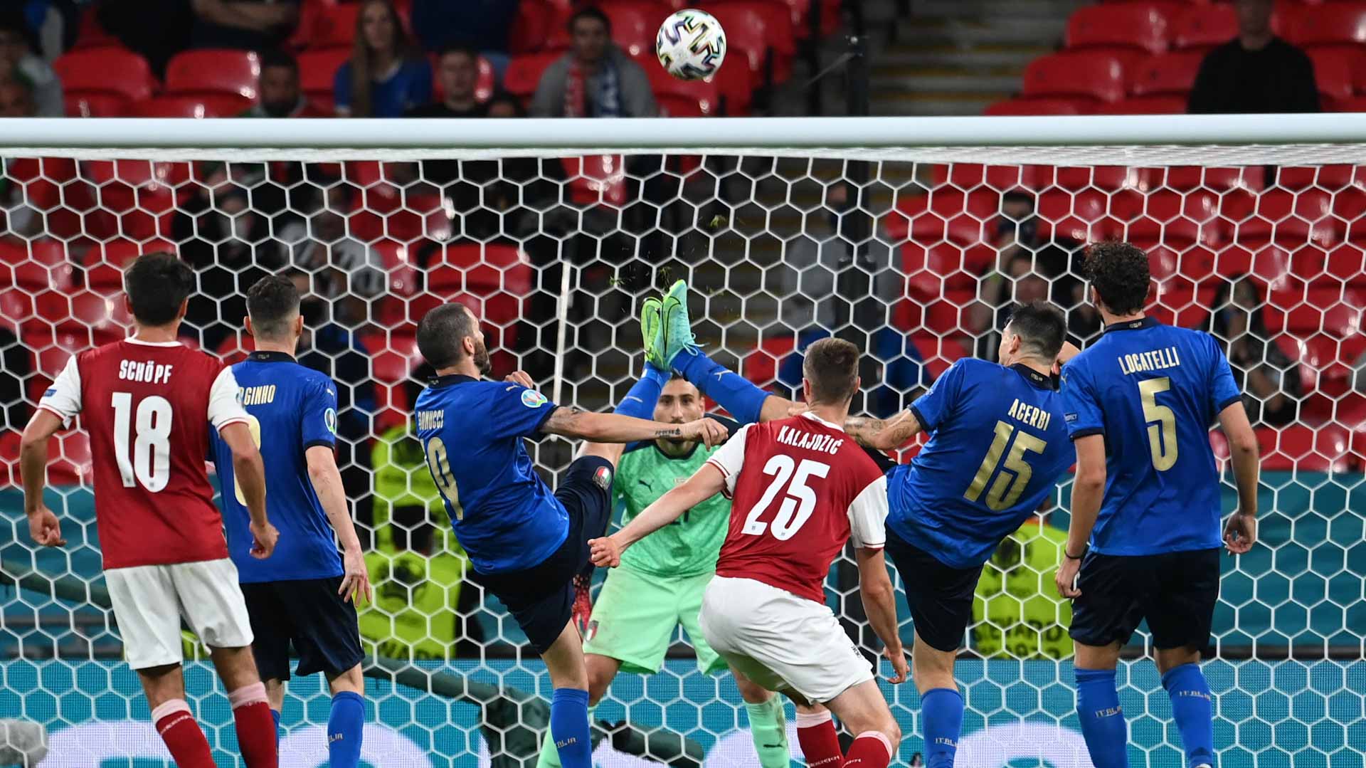Image for the title: Italy beat Austria 2-1 with extra time goals to reach last eight 