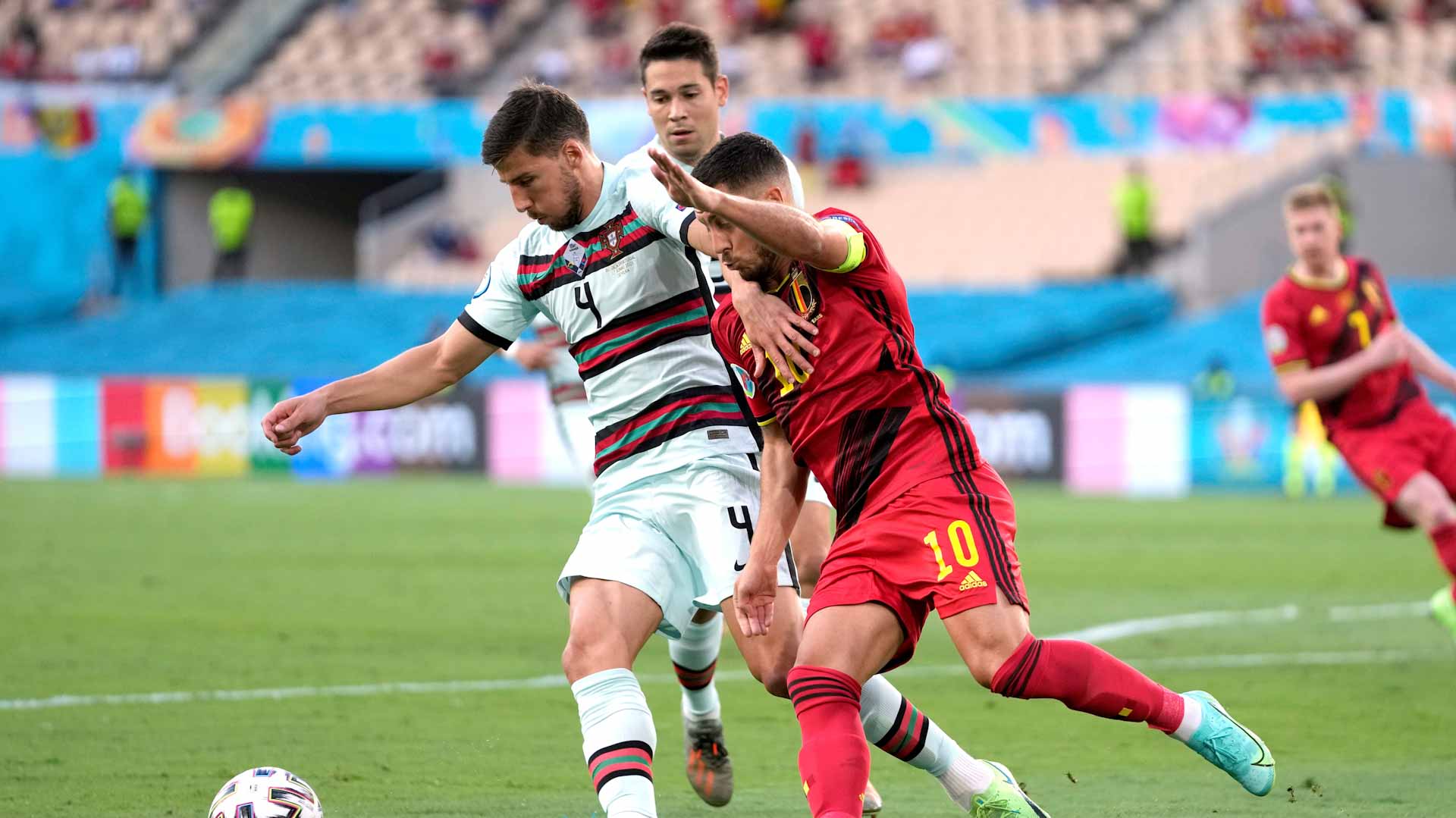 Image for the title: Hazard rocket fires Belgium past holders Portugal into last eight 