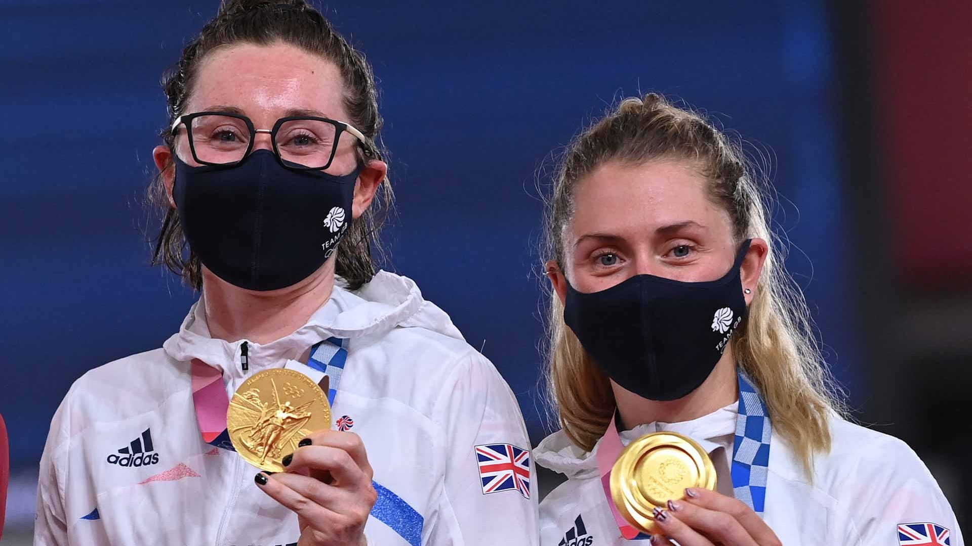 Image for the title: Britain's Laura Kenny wins madison for fifth Olympic cycling gold 