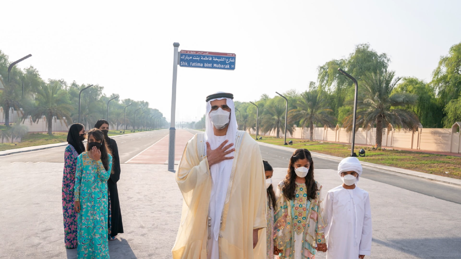Image for the title: Street leading to Qasr Al Bahar named after Sheikha Fatima 
