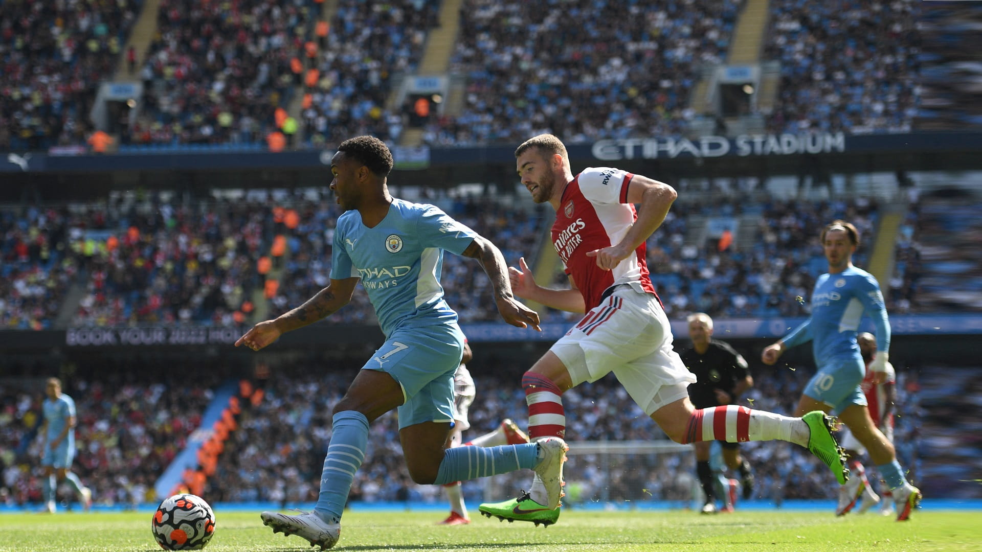 Image for the title: Manchester City make light work of thrashing hapless Arsenal 