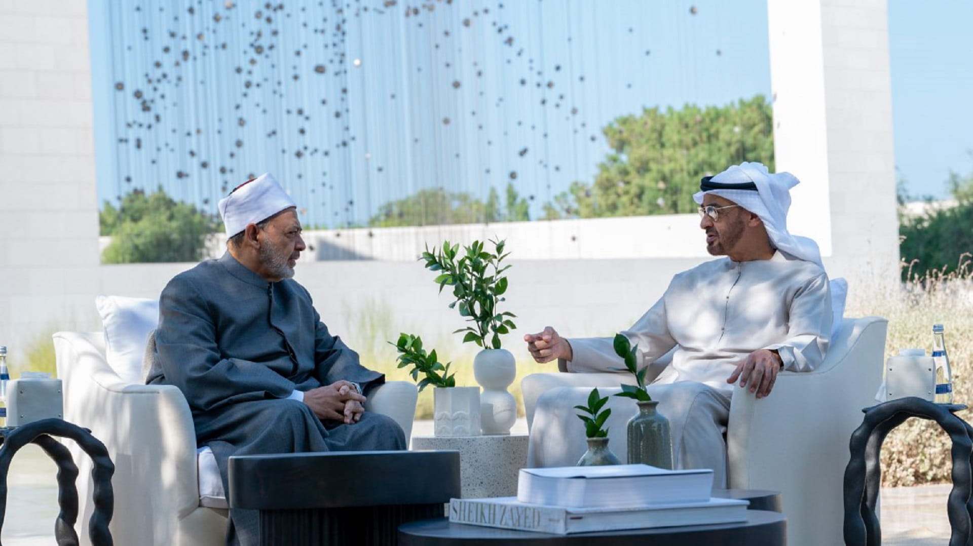 Image for the title: Mohamed bin Zayed receives Grand Imam of Al Azhar