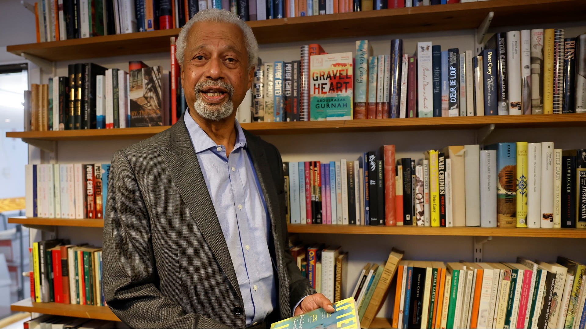 Image for the title: Nobel literature winner Gurnah receives medal in UK 