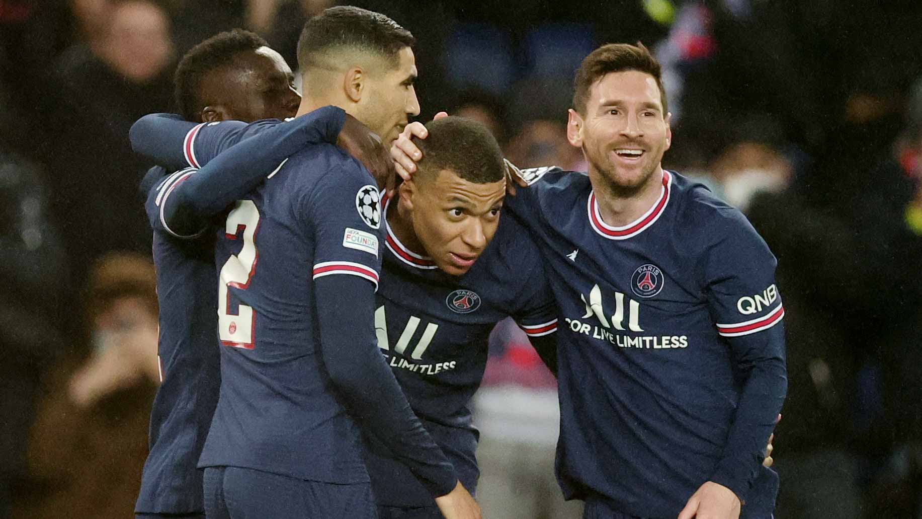 Image for the title: Mbappe and Messi on target as PSG beat Brugge 4-1 