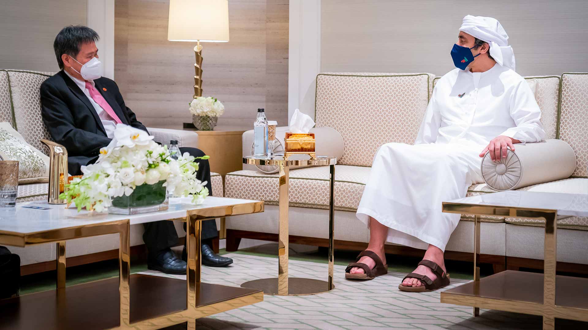 Image for the title: Abdullah bin Zayed receives ASEAN Secretary-General at Expo 2020 