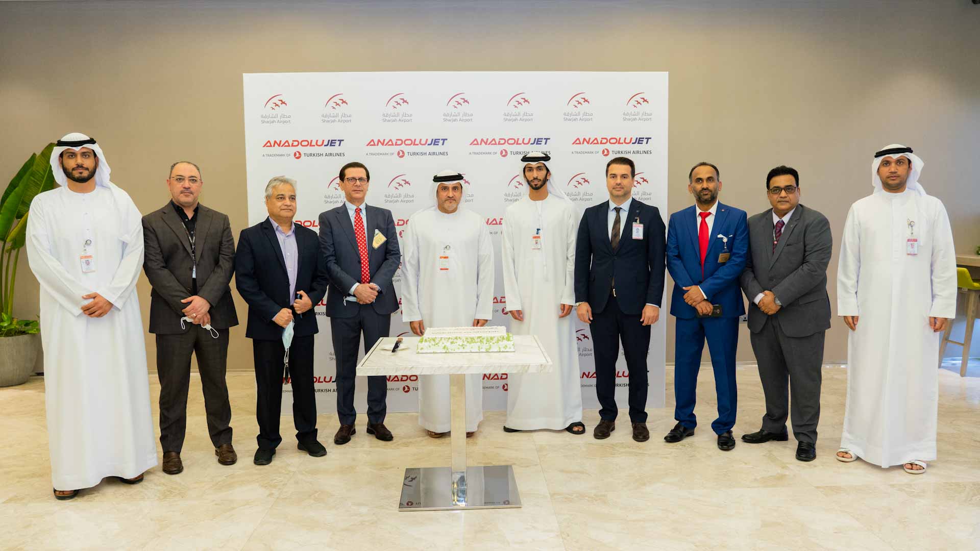 Image for the title: Sharjah Airport welcomes “AnadoluJet”, brand of Turkish Airlines 