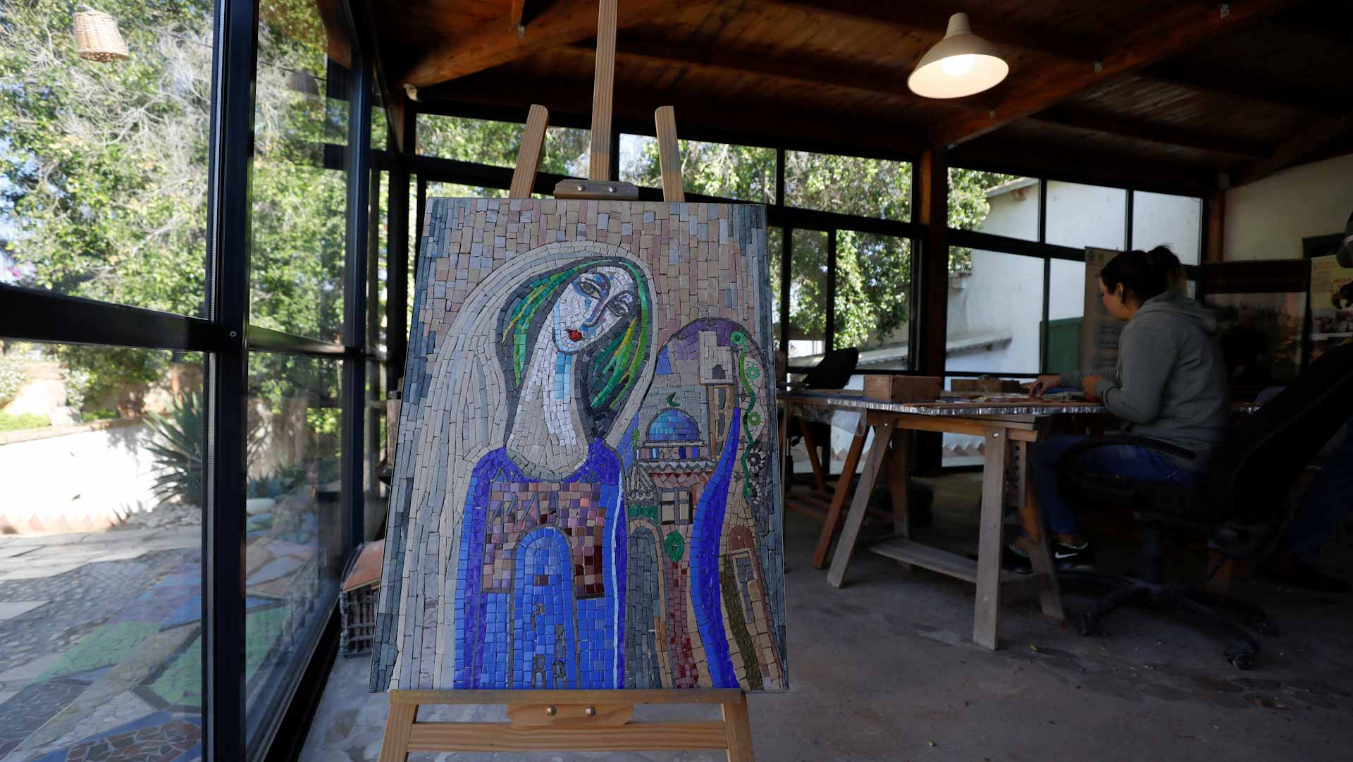 Image for the title: Palestinians restore and replicate historic mosaics 