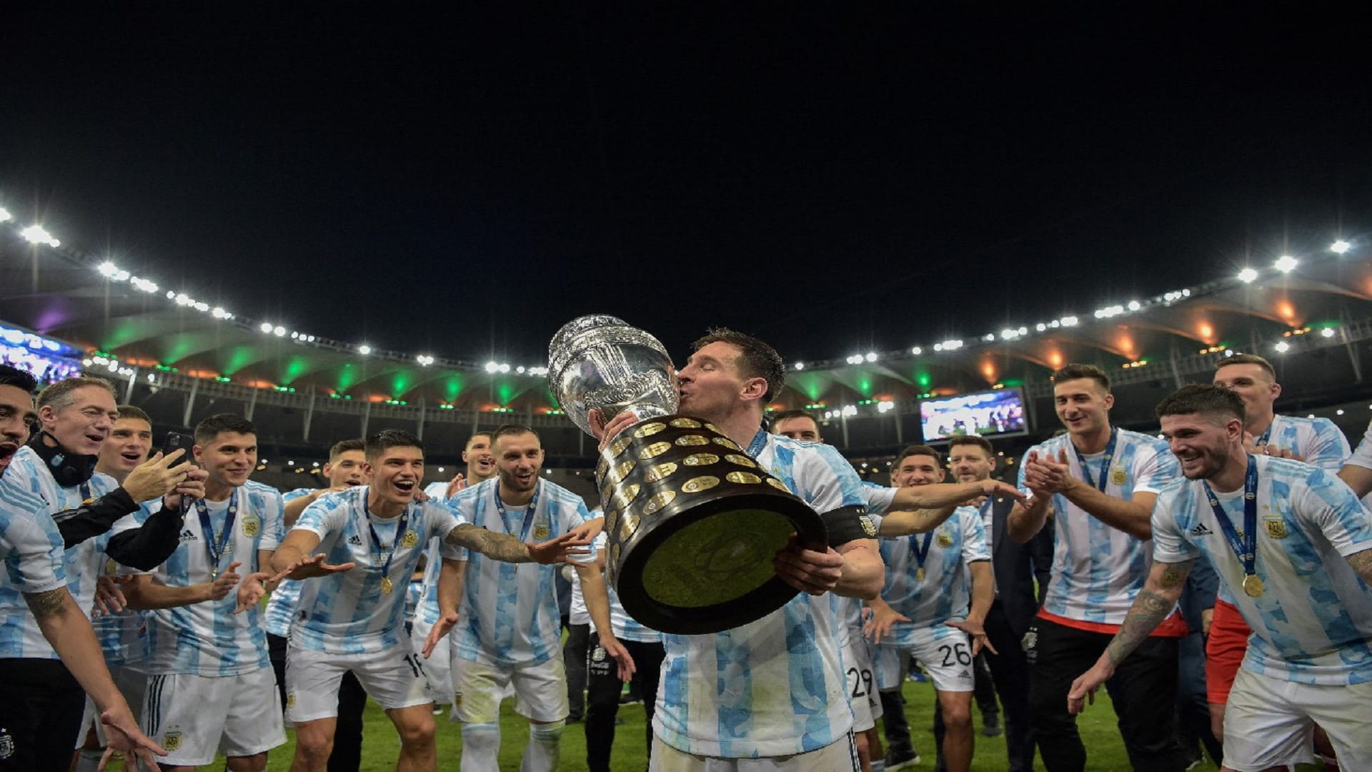 Image for the title: Argentina beat Brazil 1-0 to win Copa America 