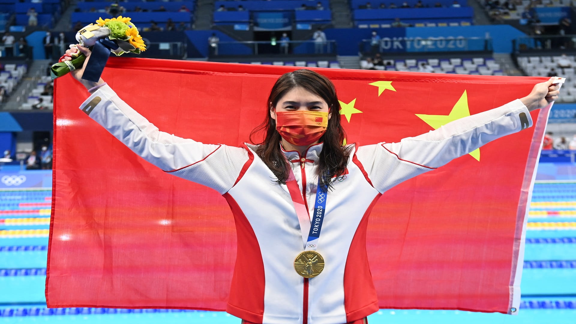 Image for the title: China's Zhang Yufei wins butterfly gold 