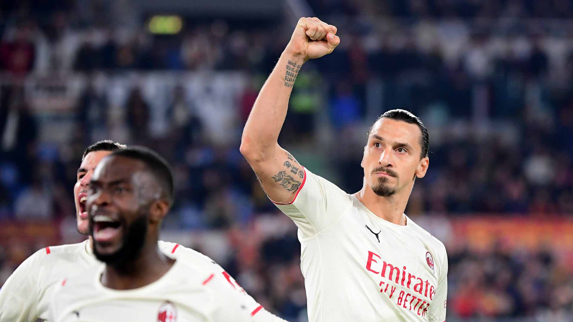 Image for the title: Ibrahimovic hits landmark to inspire Milan to win at Roma 