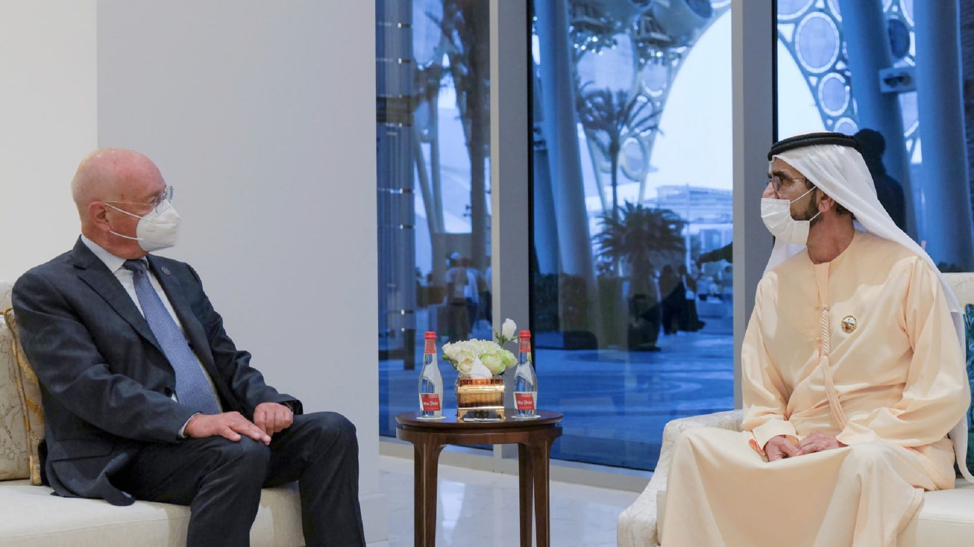 Image for the title: Mohammed bin Rashid meets WEF founder at Expo 2020 Dubai 