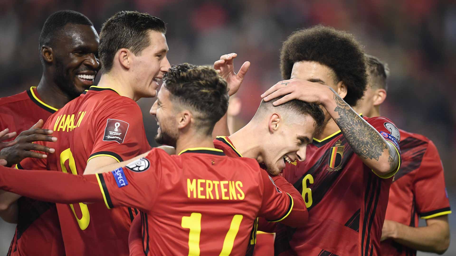 Image for the title: Belgium reach World Cup finals with win over Estonia 