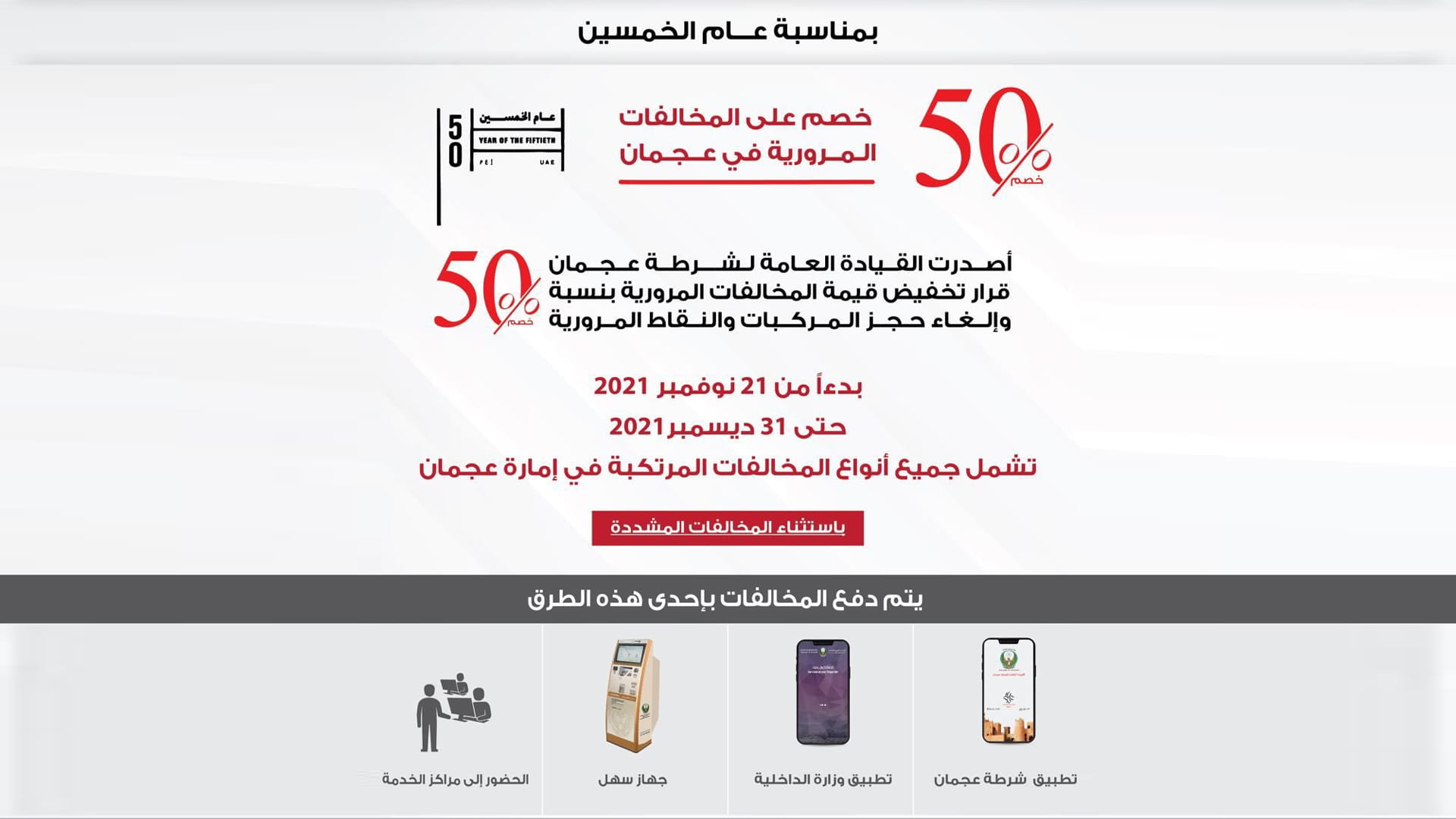 صورة بعنوان: شرطة عجمان تخفض المخالفات المرورية بنسبة 50 %  