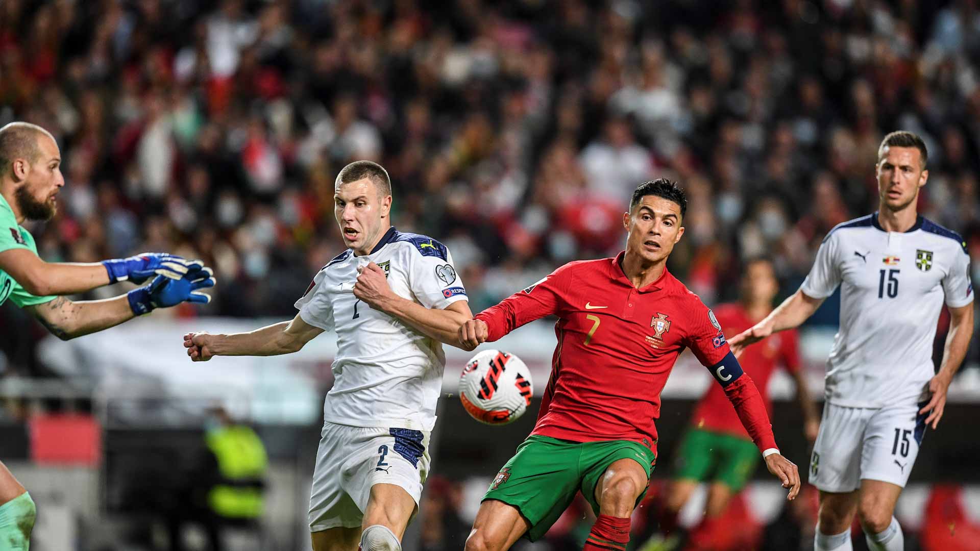 Image for the title: Serbia, Spain qualify for 2022 World Cup, Portugal stunned 