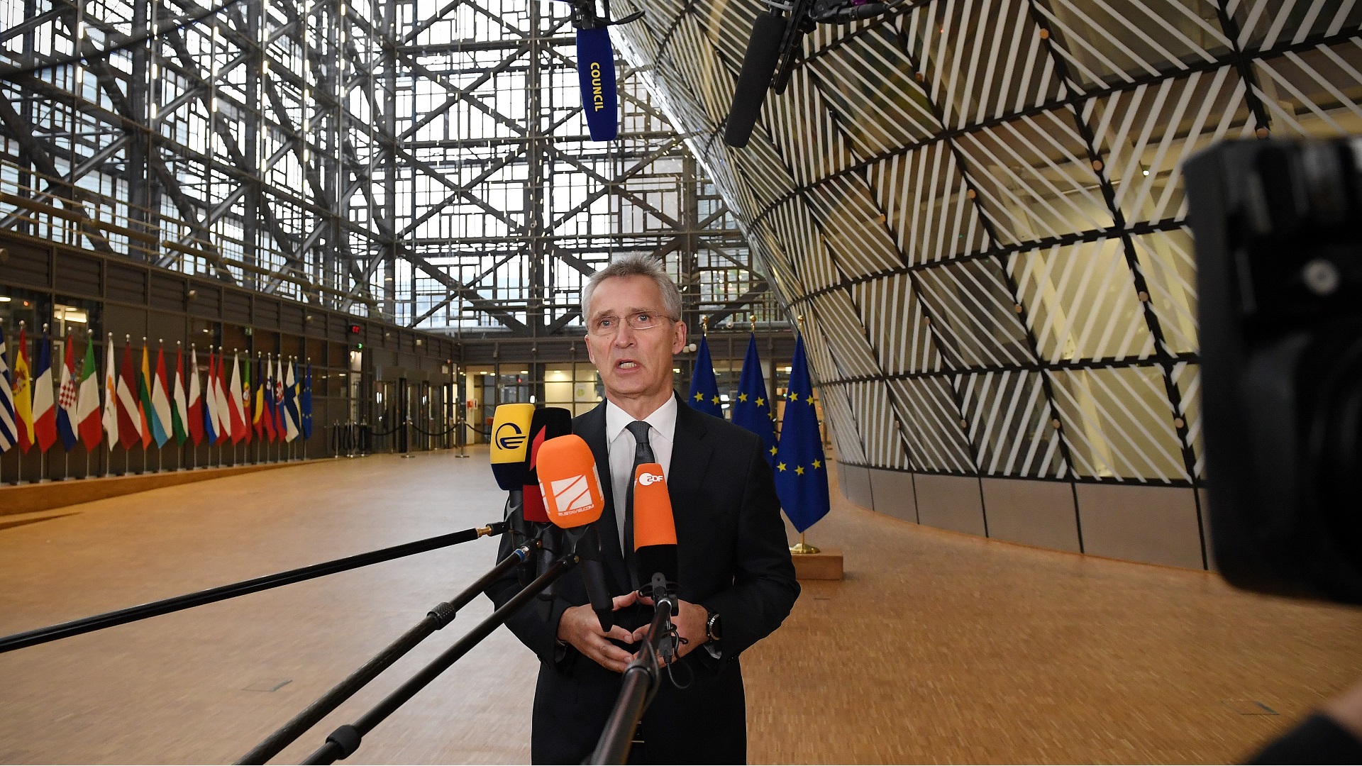 Image for the title: NATO chief calls Russian satellite strike 'reckless' 