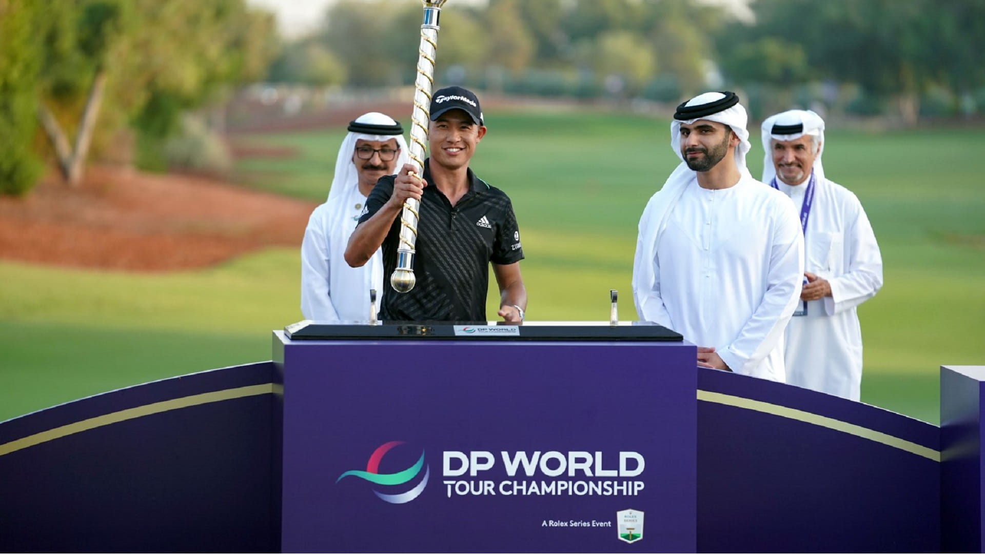 Image for the title: Mansoor bin Mohammed crowns winner of DP World Tour Championship 