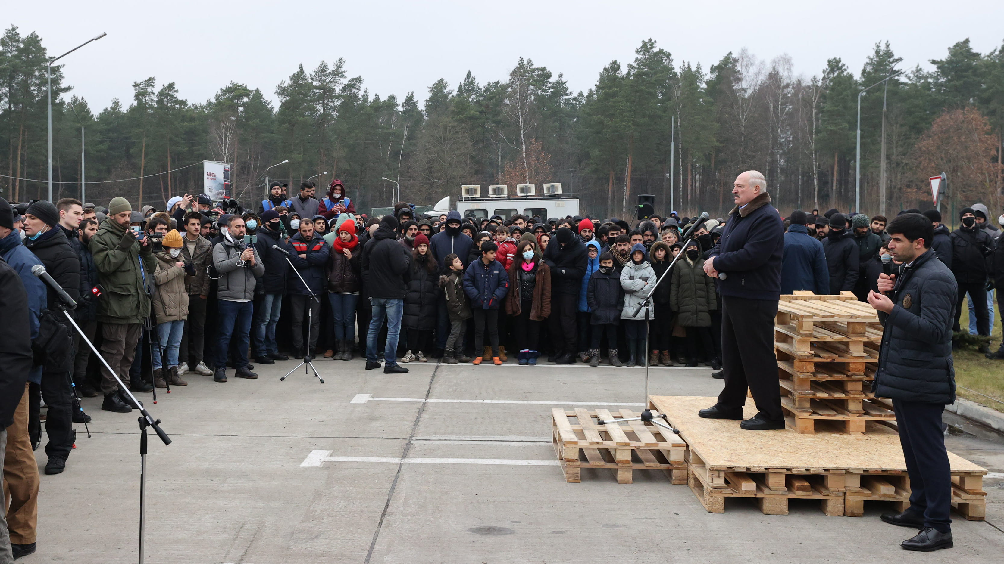 Image for the title: Belarus leader tells migrants they have 'right' to go to EU 
