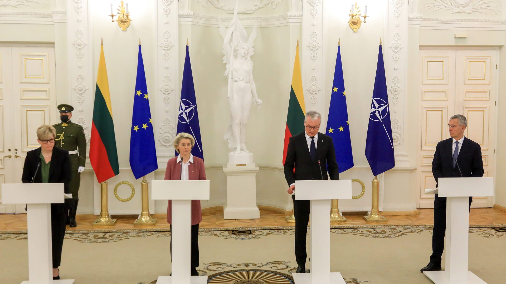 Image for the title: EU, NATO vow action against hybrid threats on Baltic visit 