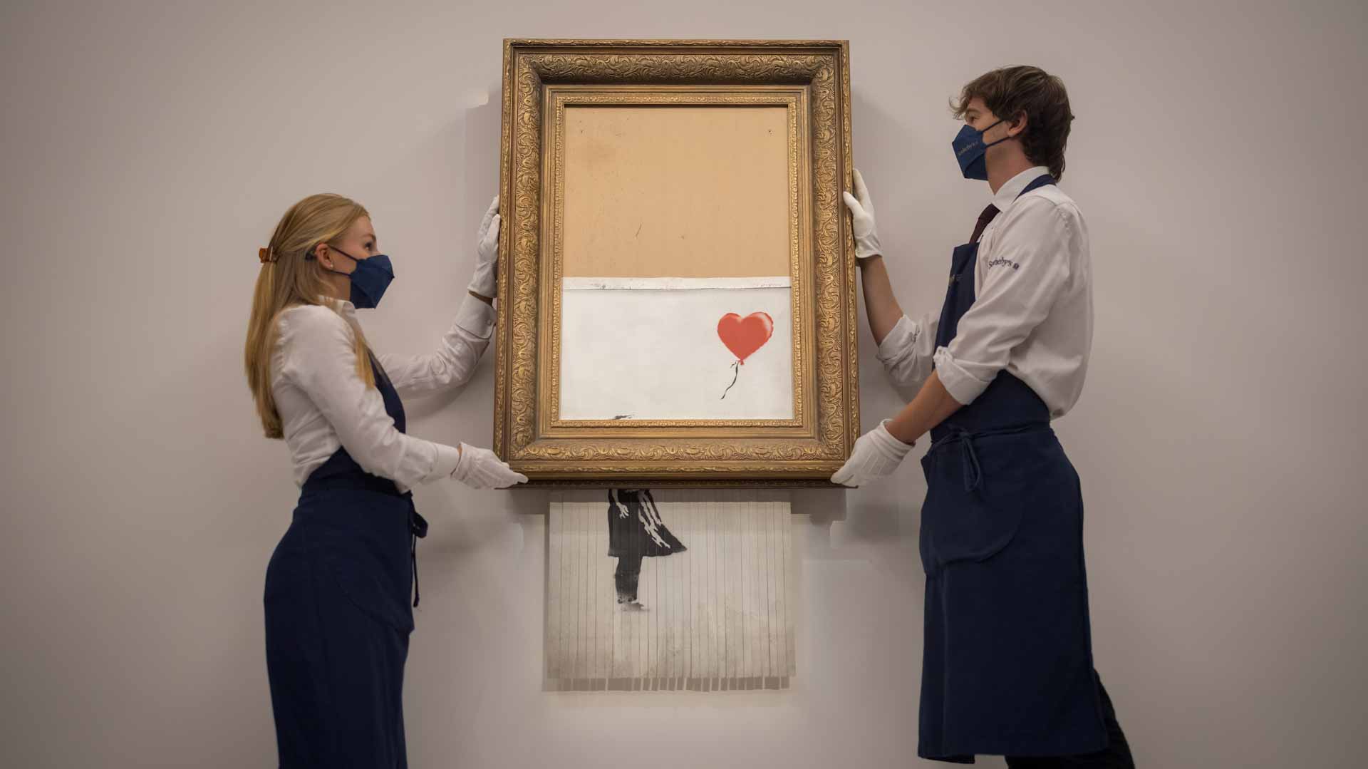 Image for the title: Shredded Banksy goes under the hammer in London 