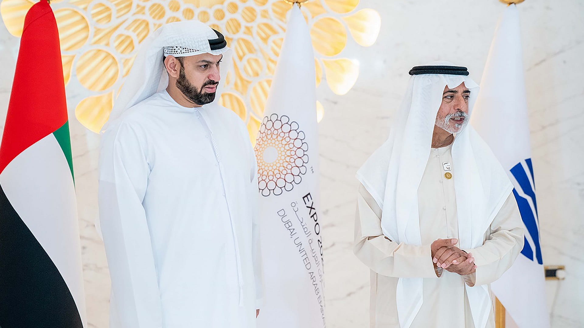 Image for the title: Nahyan bin Mubarak receives commemorative Expo 2020 Dubai stamp 