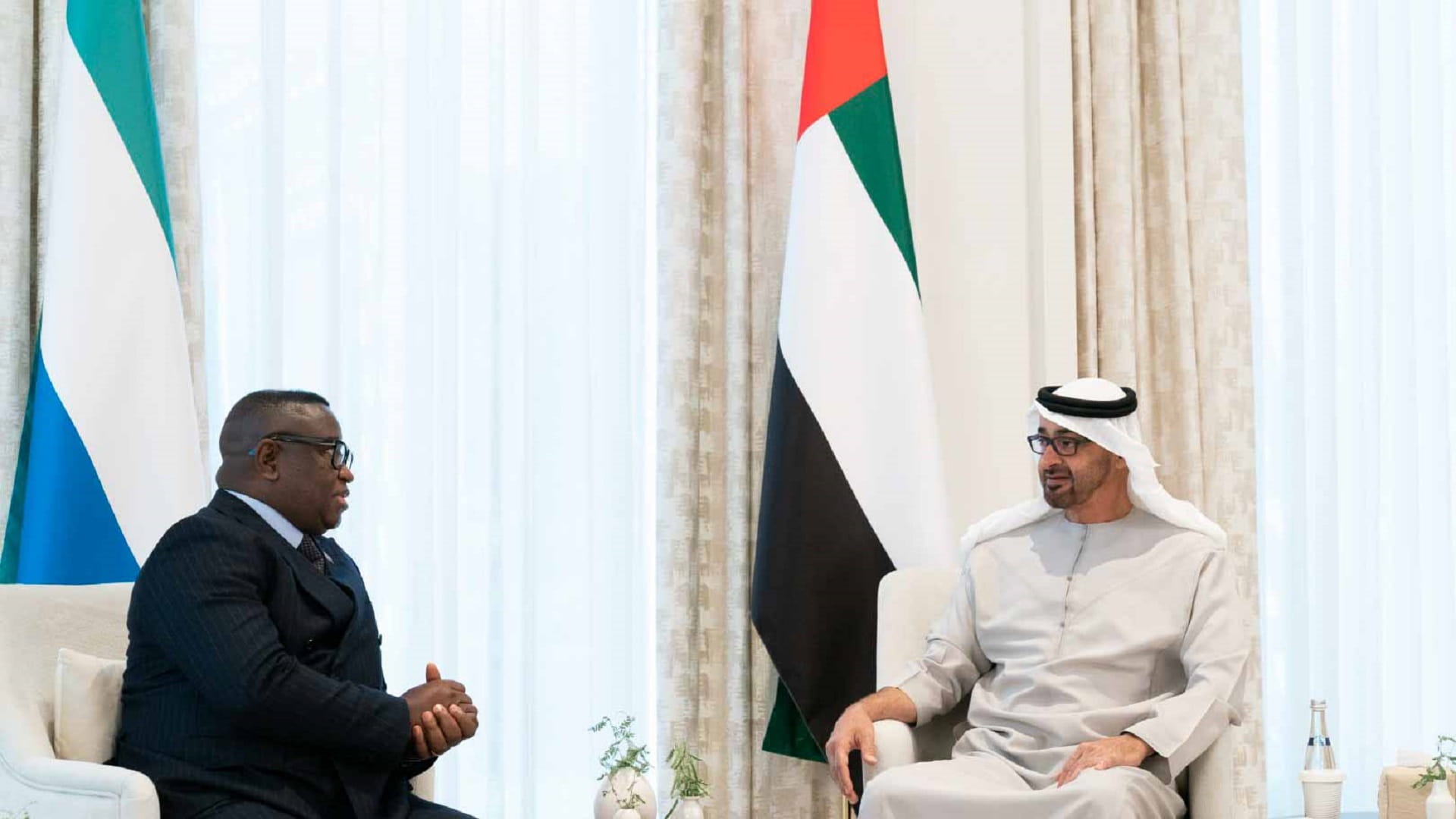 Image for the title: Mohamed bin Zayed, Sierra Leone Pres. boosting bilateral ties 