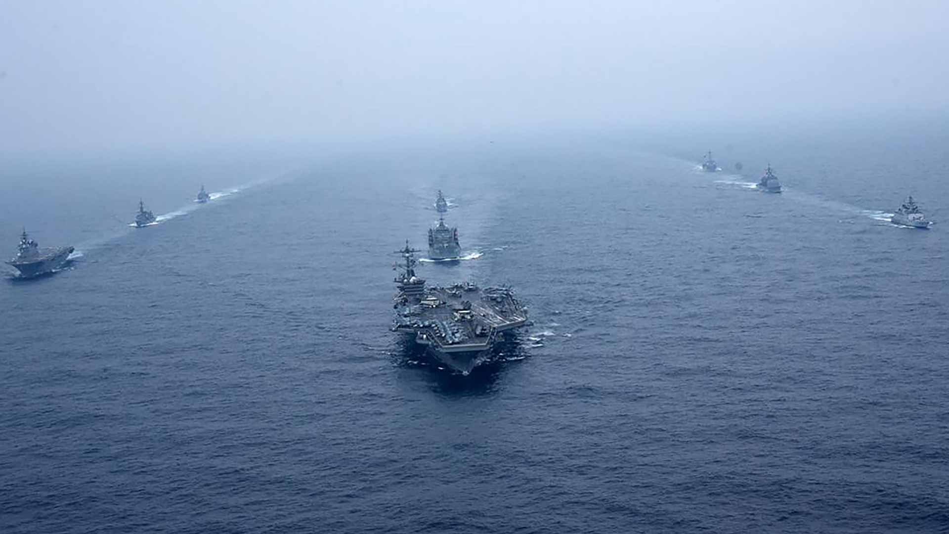 Image for the title: China, Russia navy ships jointly sail through Japan strait 