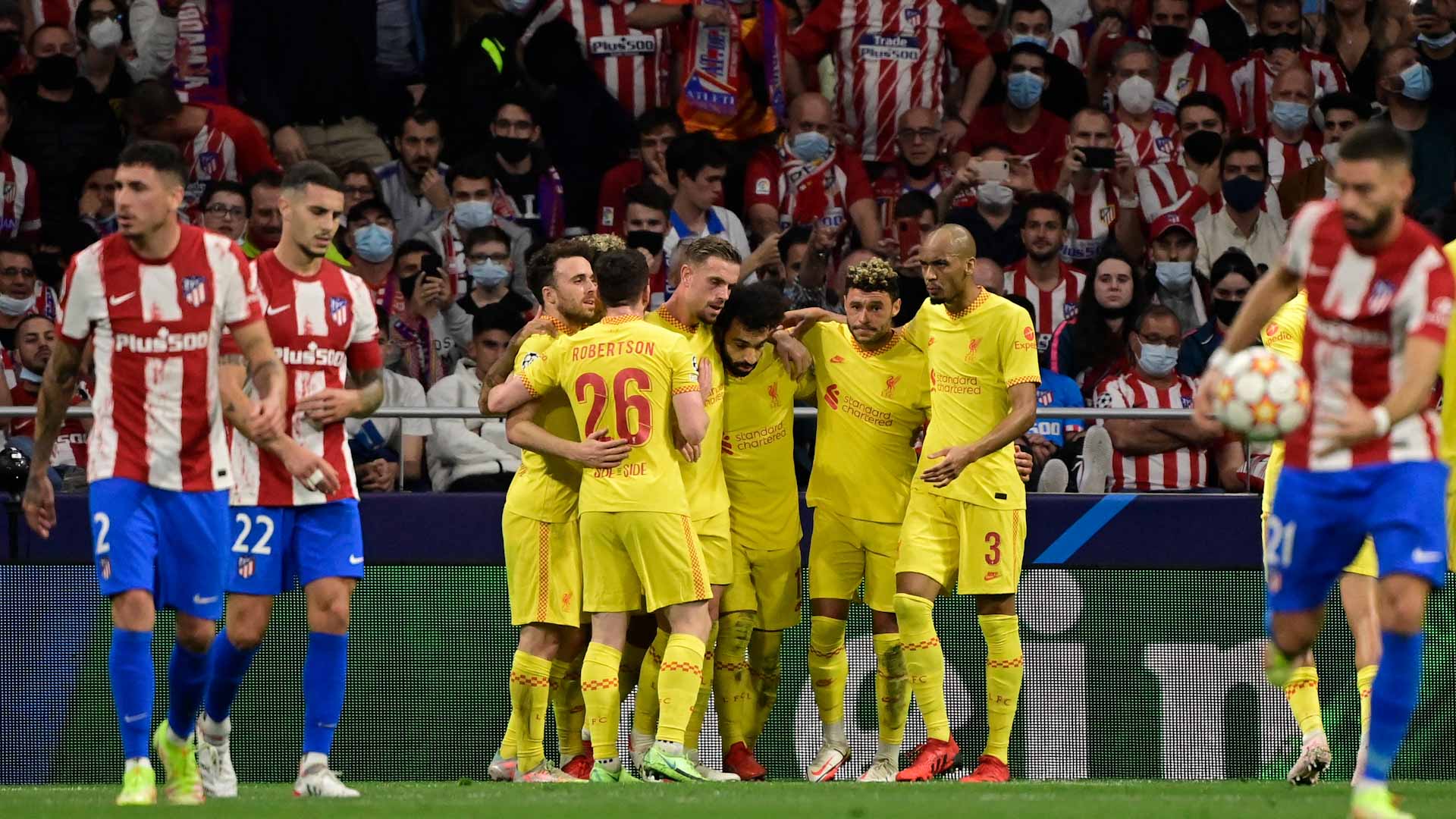 Image for the title: Salah double helps Liverpool beat Atletico 3-2 