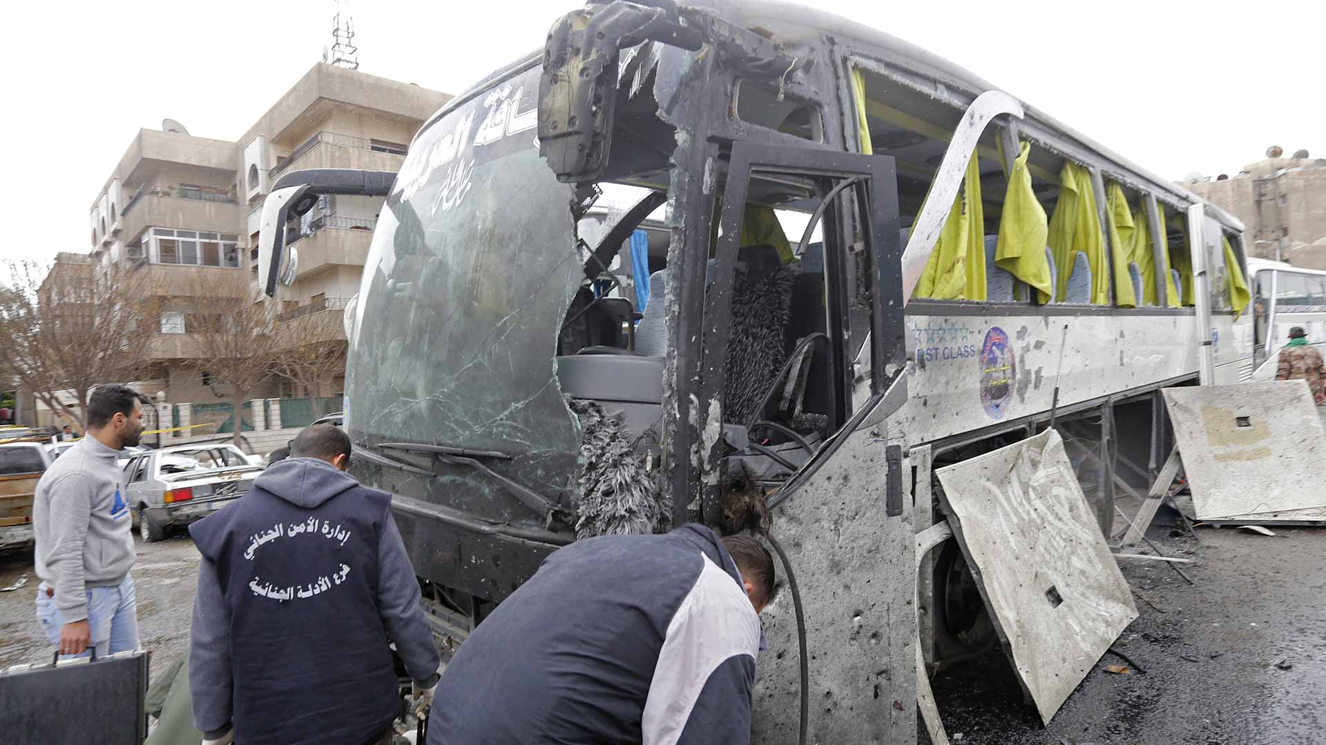 Image for the title: Roadside bomb attack kills 13 Syrian military in Damascus 