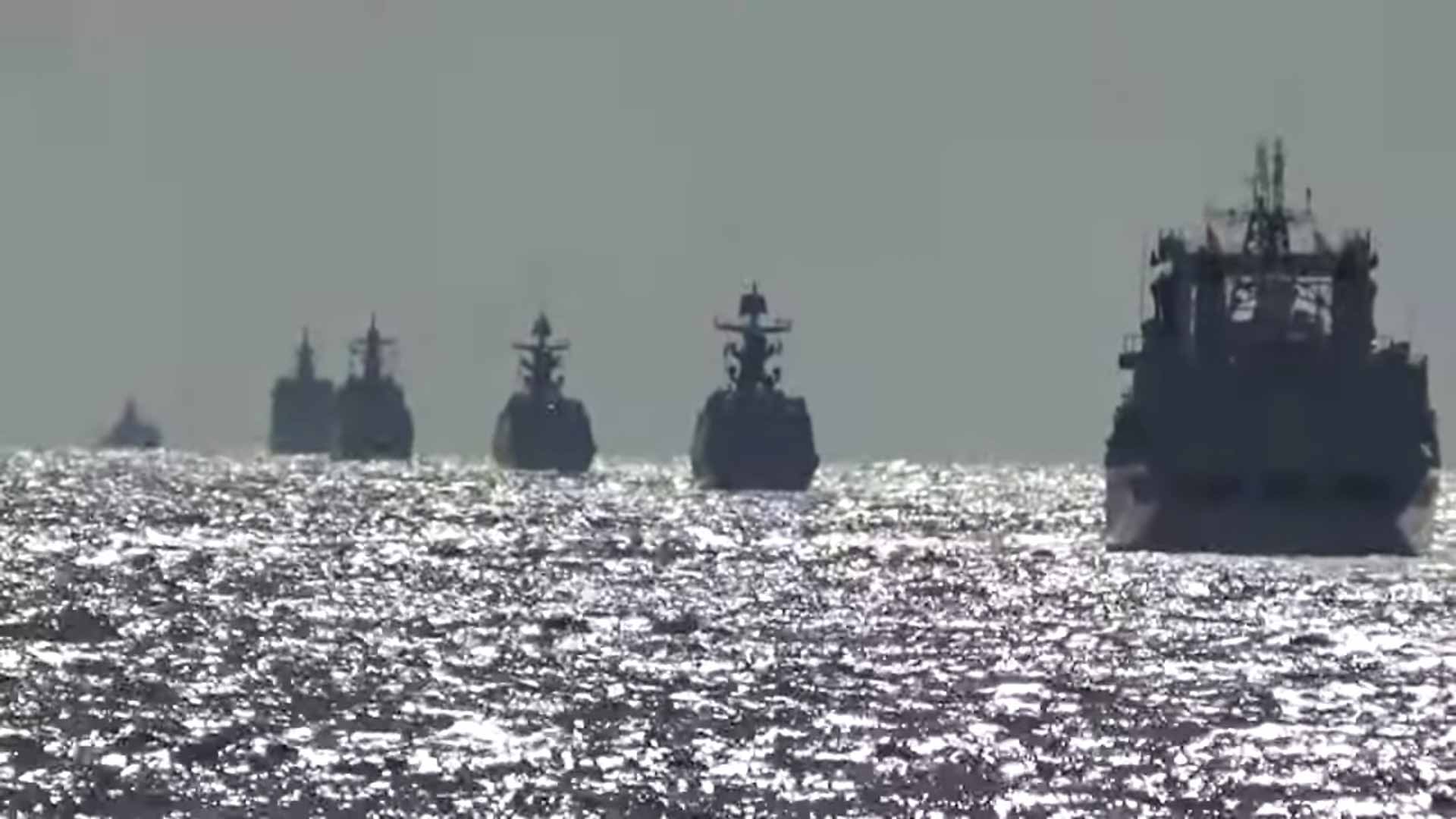 Image for the title: Russian, Chinese warships hold first joint patrols in the Pacific 