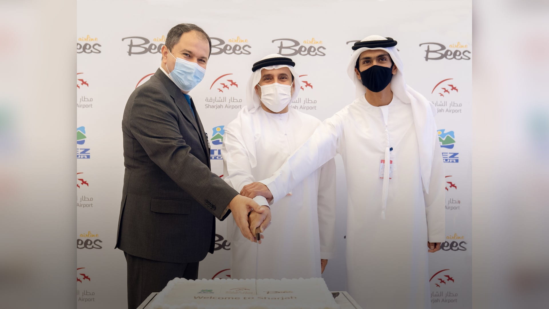 Image for the title: Sharjah Airport welcomes first Ukrainian "Bees Airlines" flight 