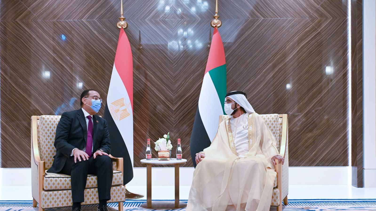Image for the title: Mohammed bin Rashid meets with Egyptian PM at Expo 2020 