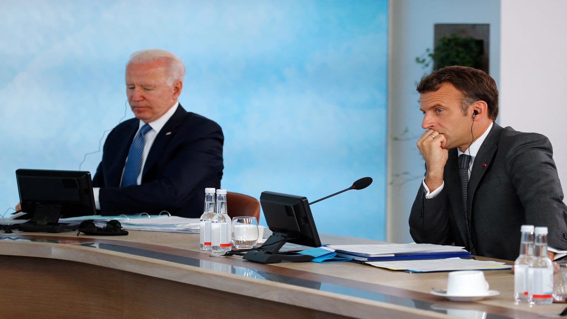 Image for the title: Macron, Biden to talk in 'coming days' about subs spat 