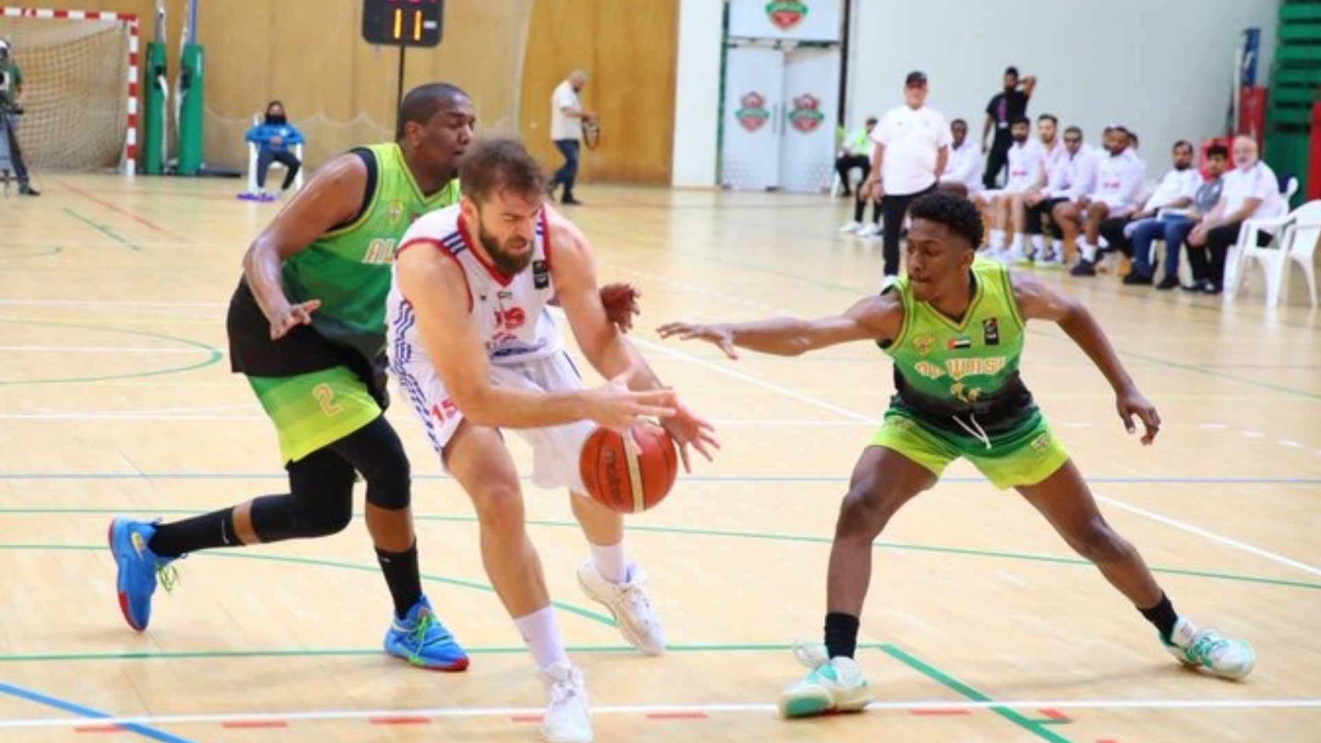 Image for the title: Sharjah beats Al Wasl to reach Basketball Cup semi-finals 