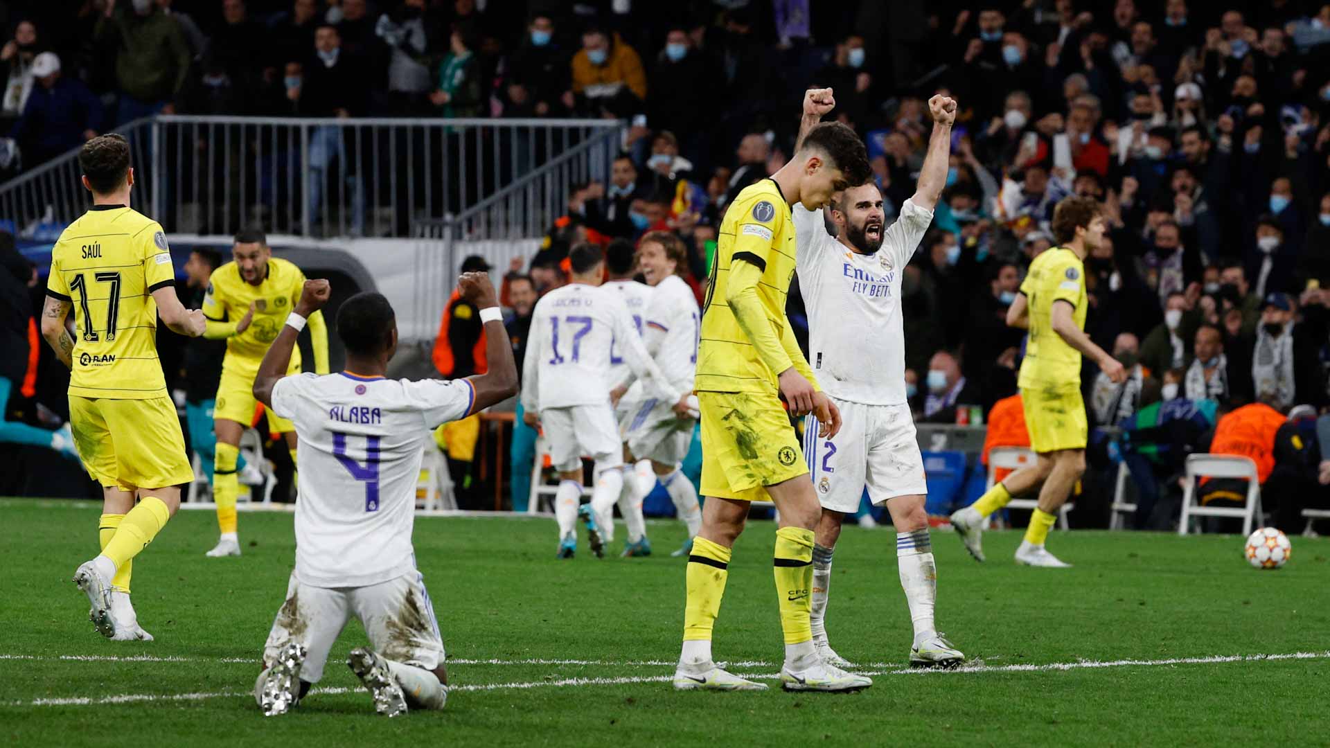 Image for the title: Real Madrid survive superb Chelsea comeback to reach CHL semis 