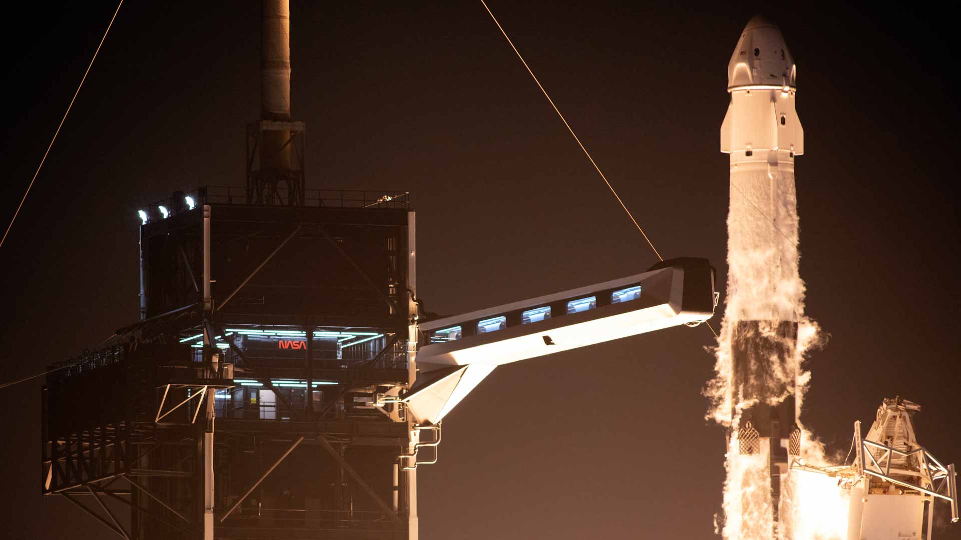 Image for the title: SpaceX launches its latest crew to ISS for NASA 
