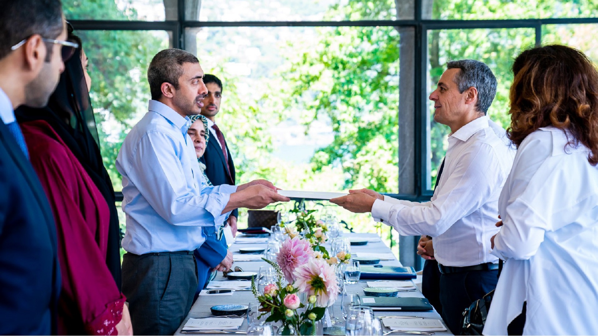 Image for the title: Abdullah bin Zayed meets Swiss Confederation President 
