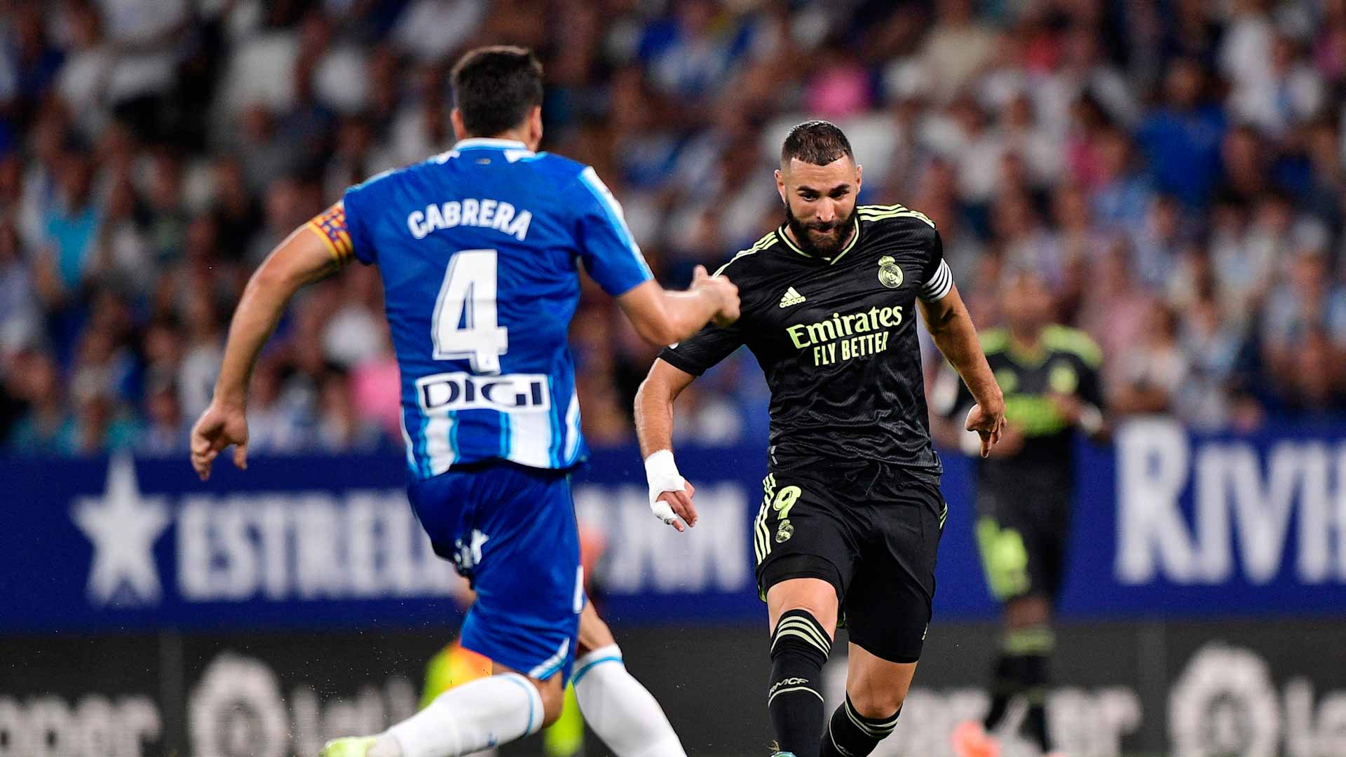 Image for the title: Benzema's late brace snatches win for Real Madrid at Espanyol 