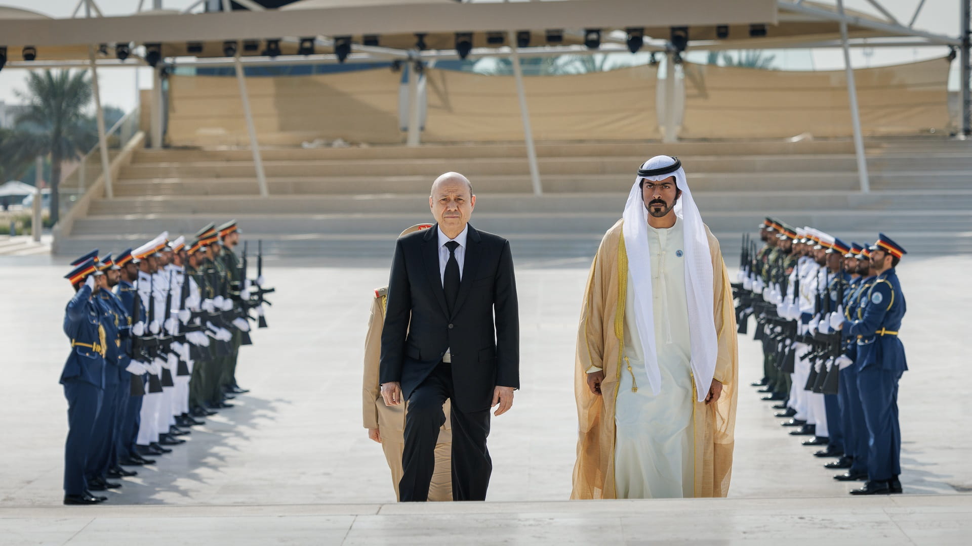 Image for the title: Khalifa bin Tahnoun receives Al Alimi in Wahat Al Karama 