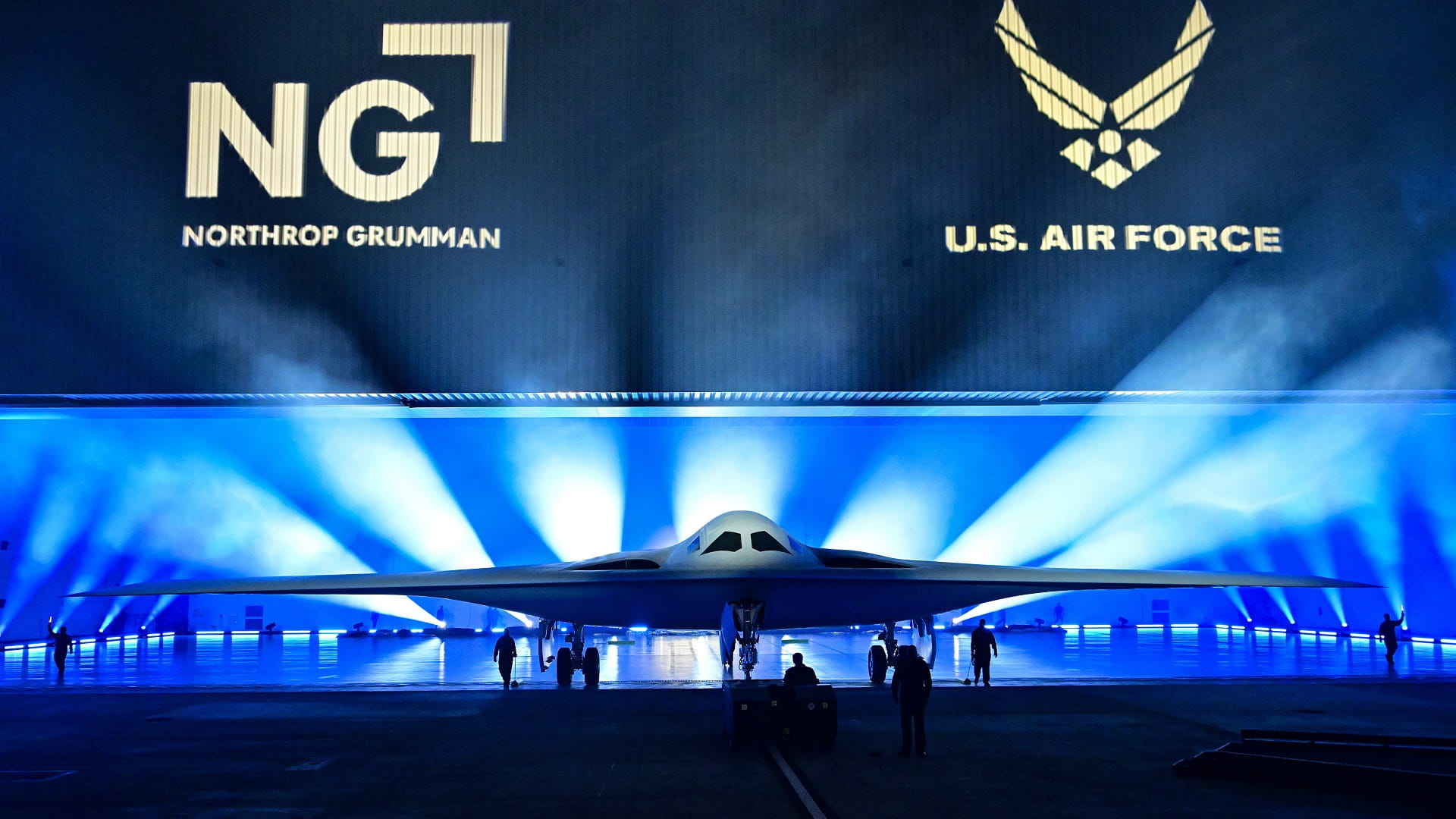 Image for the title: US unveils high-tech B-21 stealth bomber 