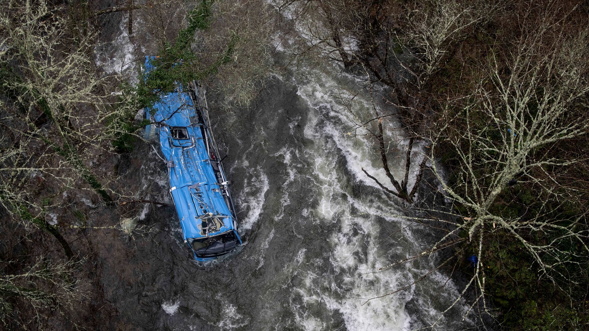 Image for the title: Four killed in Spain after bus plunges into river 
