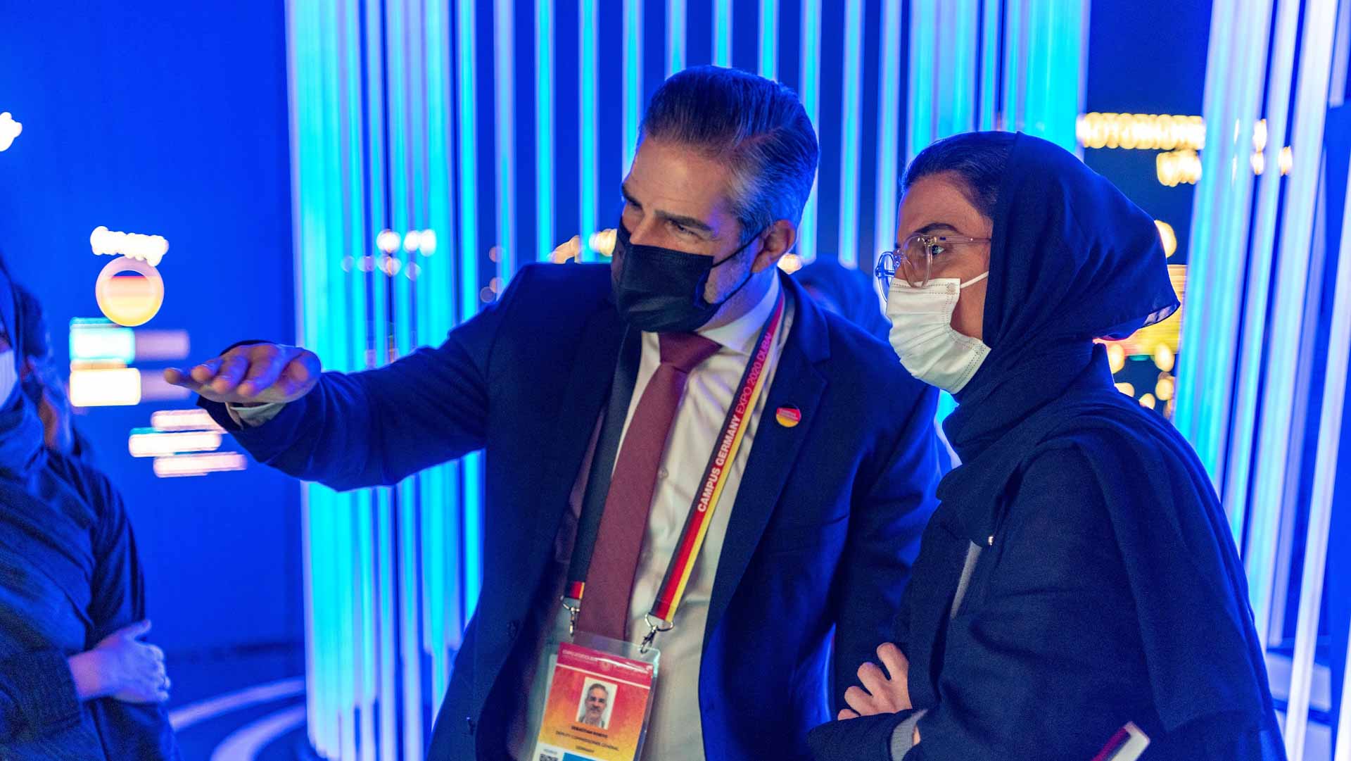 Image for the title: Noura Al Kaabi visits Germany Pavilion at Expo 2020 Dubai 