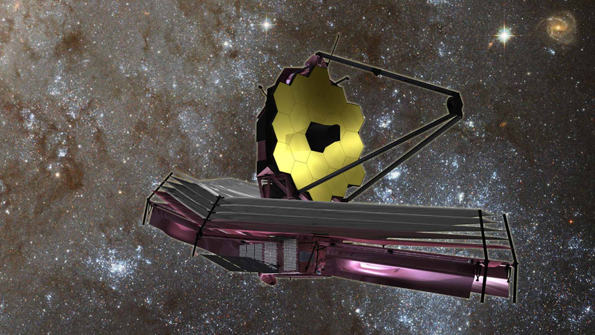 Image for the title: Webb telescope spots its first star -- and takes a selfie 