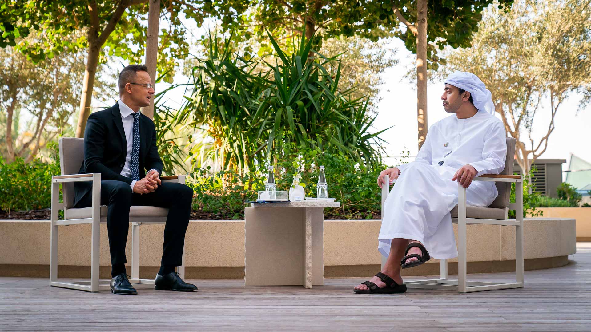 Image for the title: Abdullah bin Zayed meets Hungarian FM at Expo 2020 Dubai 